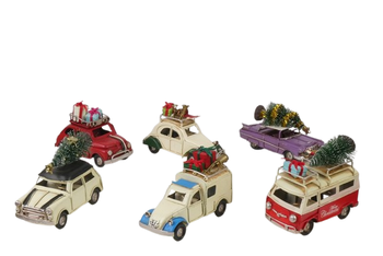 Hanger Christmas Car Small 6 assortie metal A 11x5x8cm