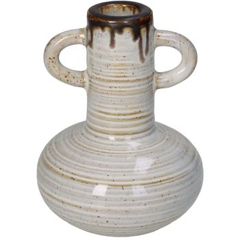 Candle Stick Fine Earthenware White 9.1x9.1x12cm