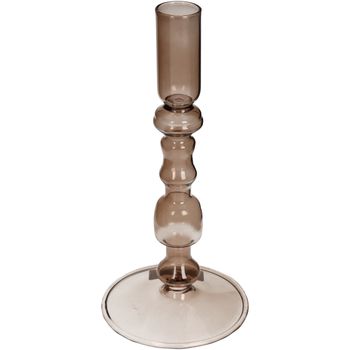 Candle Stick Glass Brown 9x9x19.5cm