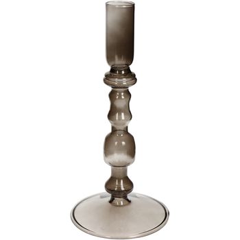 Candle Stick Glass Taupe 9x9x19.5cm