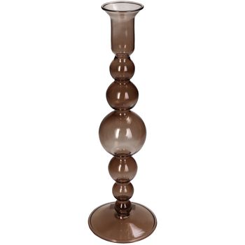 Candle Stick Glass Brown 9x9x29cm