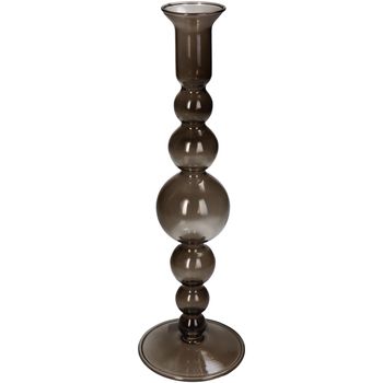 Candle Stick Glass Taupe 9x9x29cm