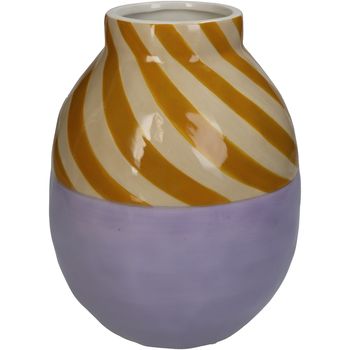 Vase Streifen Dolomit Flieder 16x16x20,4cm