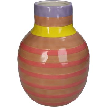 Vase Stripe Dolomite Pink 17.5x17.5x24.5cm
