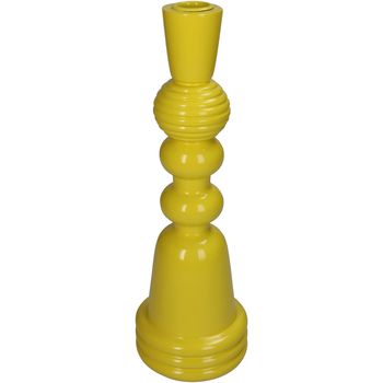 Candle Stick Polyresin Yellow 10x10x30cm