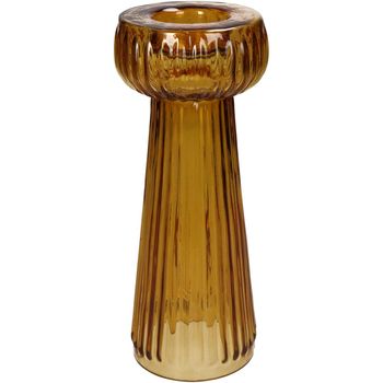 Vase Glass Amber 7.5x7.5x20cm