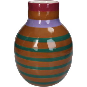 Vase Stripe Dolomite Multi 17.5x17.5x24.5cm