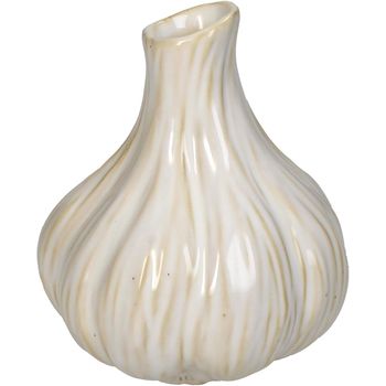 Vase Garlic Fine Earthenware White 10x9.7x11.1cm