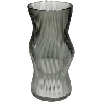 Vase Stripe Glass Grey 13x13x26cm