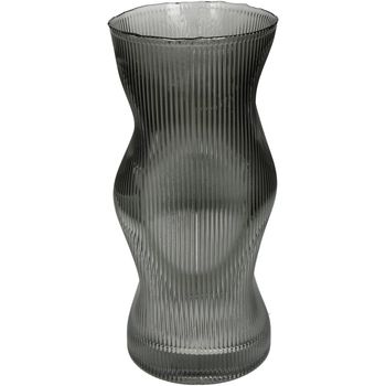 Vase Stripe Glass Grey 14x14x30cm