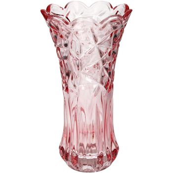 Vase Glass Pink 12.5x12.5x24cm