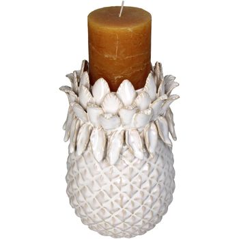 Candle Holder Stoneware White 13.5x13.5x21.5cm