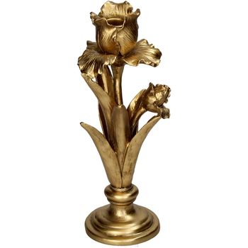 Candle Stick Iris Polyresin Gold 13x10x27cm