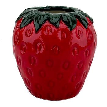 Vase Erdbeere Dolomit Rot 9x9x9,3cm