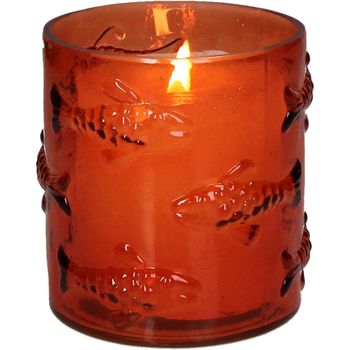 Candle Holder Fishes Glass Orange 9x9x10cm