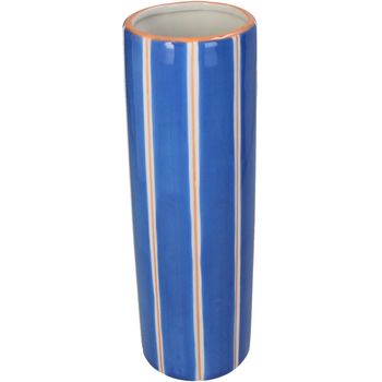 Vase Stripe Stoneware Multi 9.2x9.2x28cm Blue