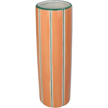 Vase Stripe Stoneware Multi 9.2x9.2x28cm Orange