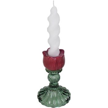 Candle Stick Tulip Glass Purple 8x8x12cm