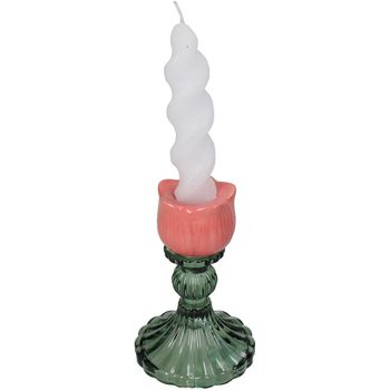 Candle Stick Tulip Glass Peach 8x8x12cm