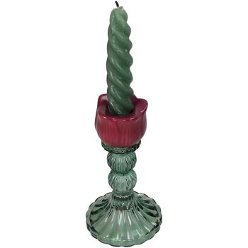 Candle Stick Tulip Glass Purple 8x8x14.5cm