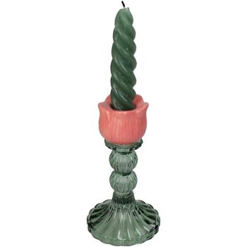 Candle Stick Tulip Glass Peach 8x8x14.5cm