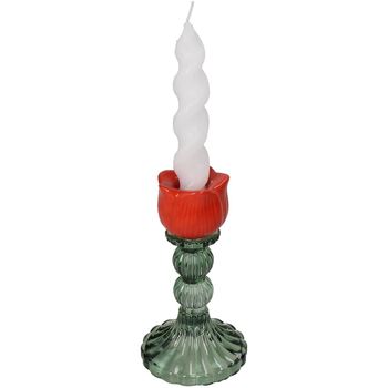 Candle Stick Tulip Glass Orange 8x8x14.5cm