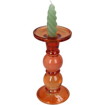 Candle Holder Glass Orange 9x9x17.5cm