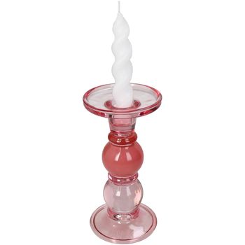 Candle Holder Glass Pink 9x9x17.5cm