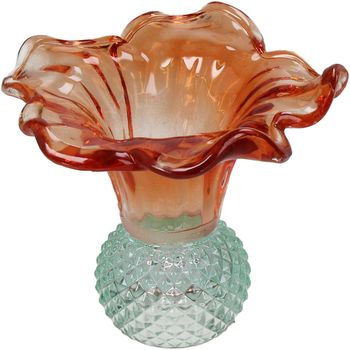 Vase Glass Multi 13.5x13.5x12cm Orange-Blue