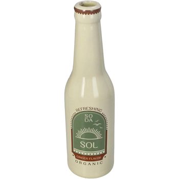 Vase Soda Bottle Sol Fine Earthenware Ivory 6.5x6.5x24cm