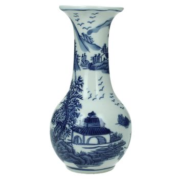 Vase Porcelain Blue/White 7.5X7.5X15cm