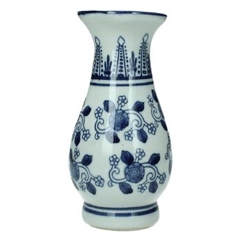 Vase Porcelain Blue/White 7.5X7.5X15cm