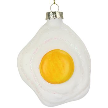 Ornament Egg Glass White 9.5cm