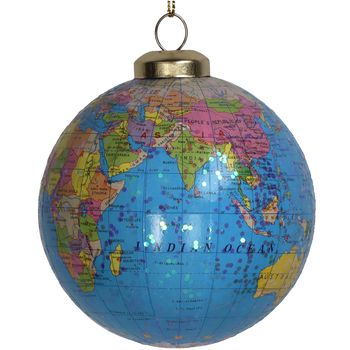 Ornament Globe Plastic Blue 8cm