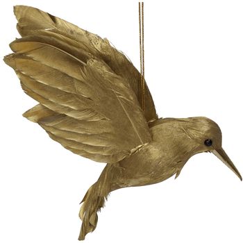Ornament Bird Feather Gold 15cm
