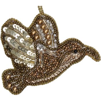 Ornament Vogel Perlen Gold 8.5cm