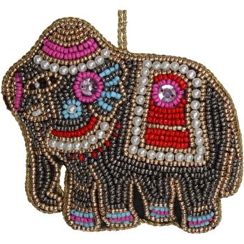 Ornament Elephant Beads Multi 10cm