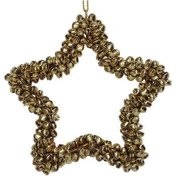 Ornament Bells Star Metal Gold 14cm