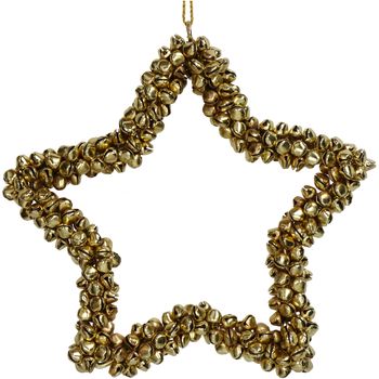 Ornament Bells Star Metal Gold 16cm