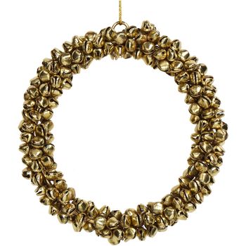 Ornament Glocken Kranz Metall Gold 12cm