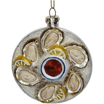 Ornament Oyster Plate Glass Ivory 10.2cm