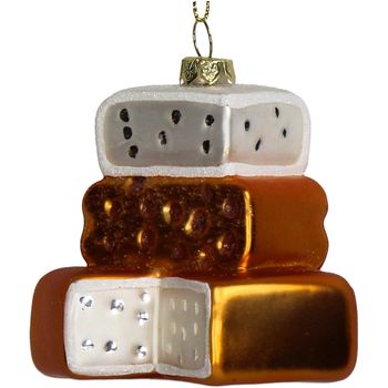 Ornament Cheese Glass Multi 8.6cm