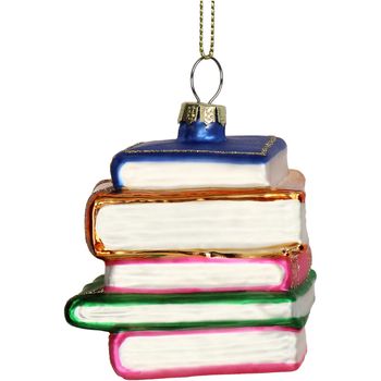 Ornament Books Glass Multi 7cm