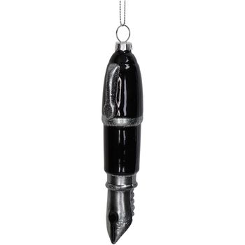 Ornament Pen Glass Black 15.2cm