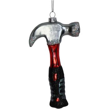 Ornament Hammer Glass Red 13.3cm