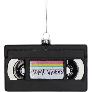 Ornament Video Tape Glass Black 11.5cm