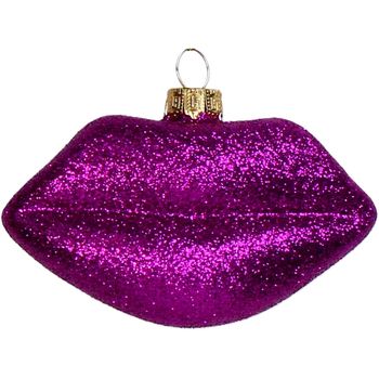 Ornament Lips Glass Purple 9.5cm