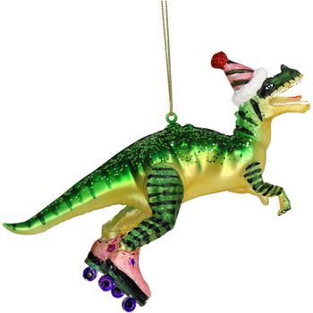 Ornament Dinosaur Glass Green 18cm