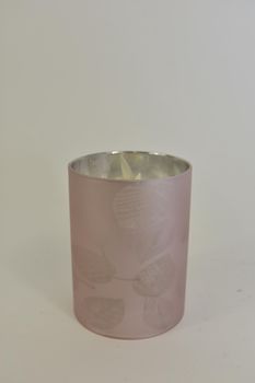 LED kaars in glas blad 10cm roze (excl. 3xAAA batterij)