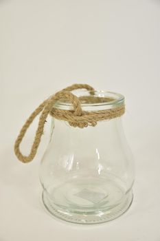 Windlicht Glas ''Tulpe'' mit Juteseil D11,5/15 H18cm